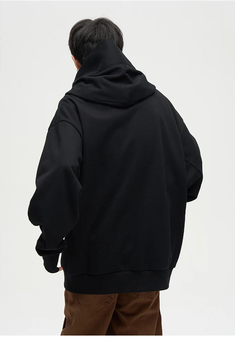 Embroidered Turtleneck Fleece Hoodie