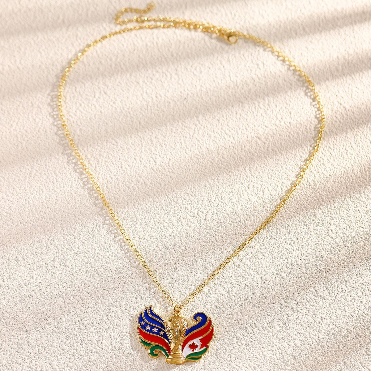 2026 USA-Canada-Mexico World Cup Enamel Gold-Plated Alloy Necklace