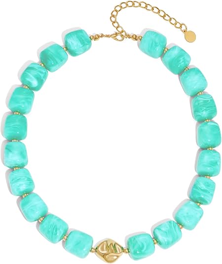Mint Green Marble Bead Choker Necklace