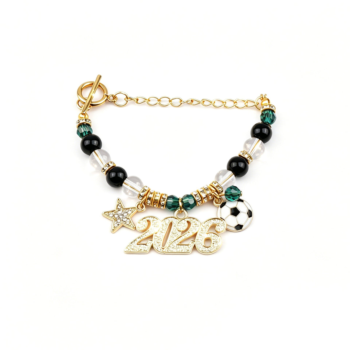 2026 USA-Canada-Mexico World Cup Crystal Beaded Fan Bracelet
