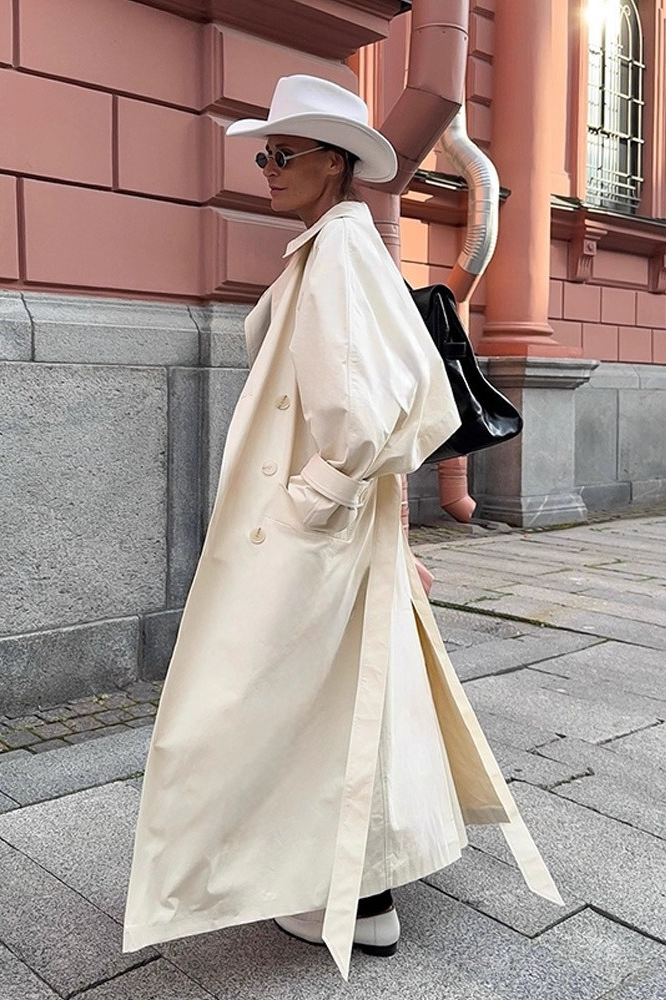 Hepburn Elegant Waist Tied Long Slim Minimalist Overcoat