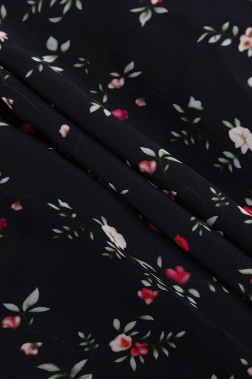 Ruffle Collar Long Sleeve Floral Dress