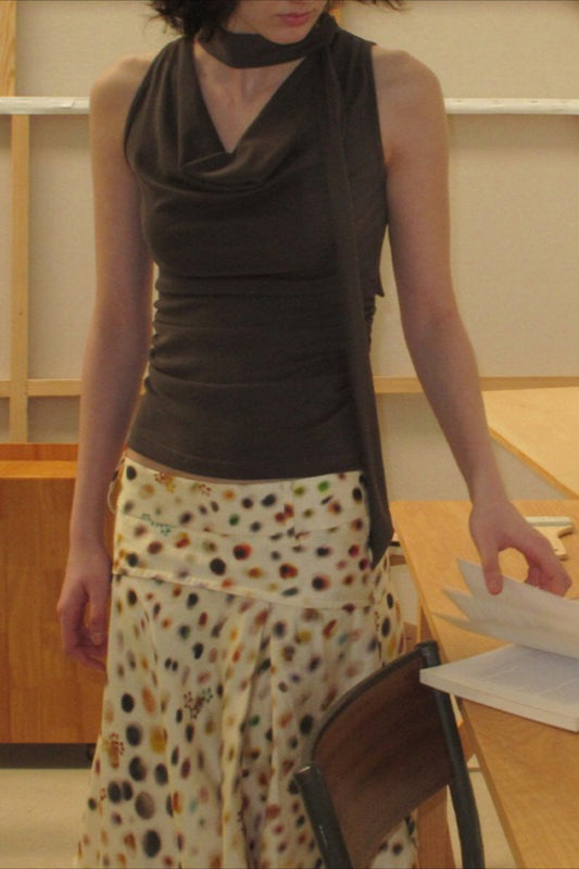 Acetate Lyocell Psychedelic Dot Midi Skirt