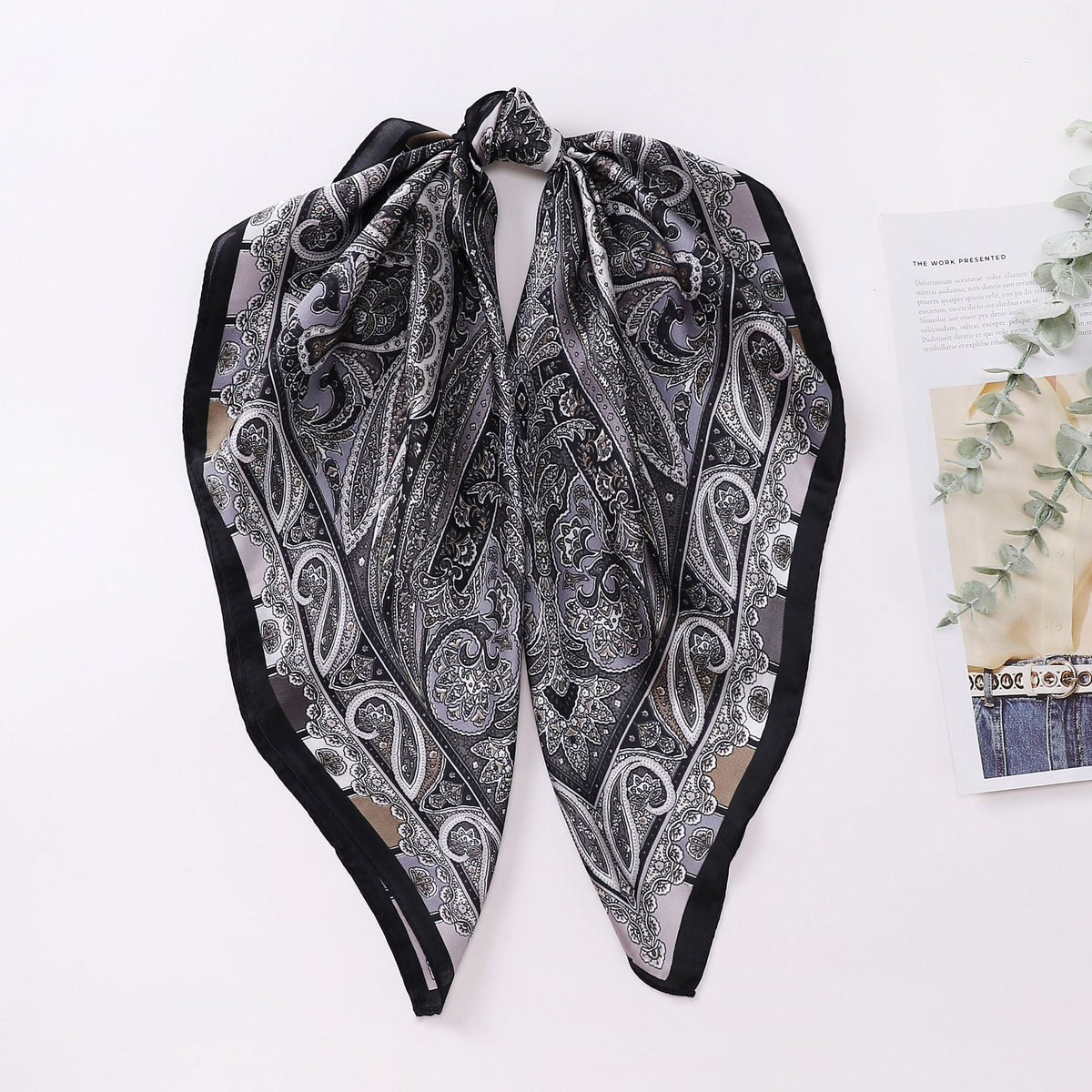 Elegant Paisley Square Shirt Neck Scarf