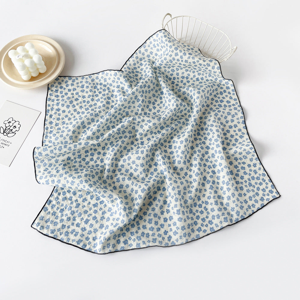 Cotton Floral Print Square Head Neck Scarf