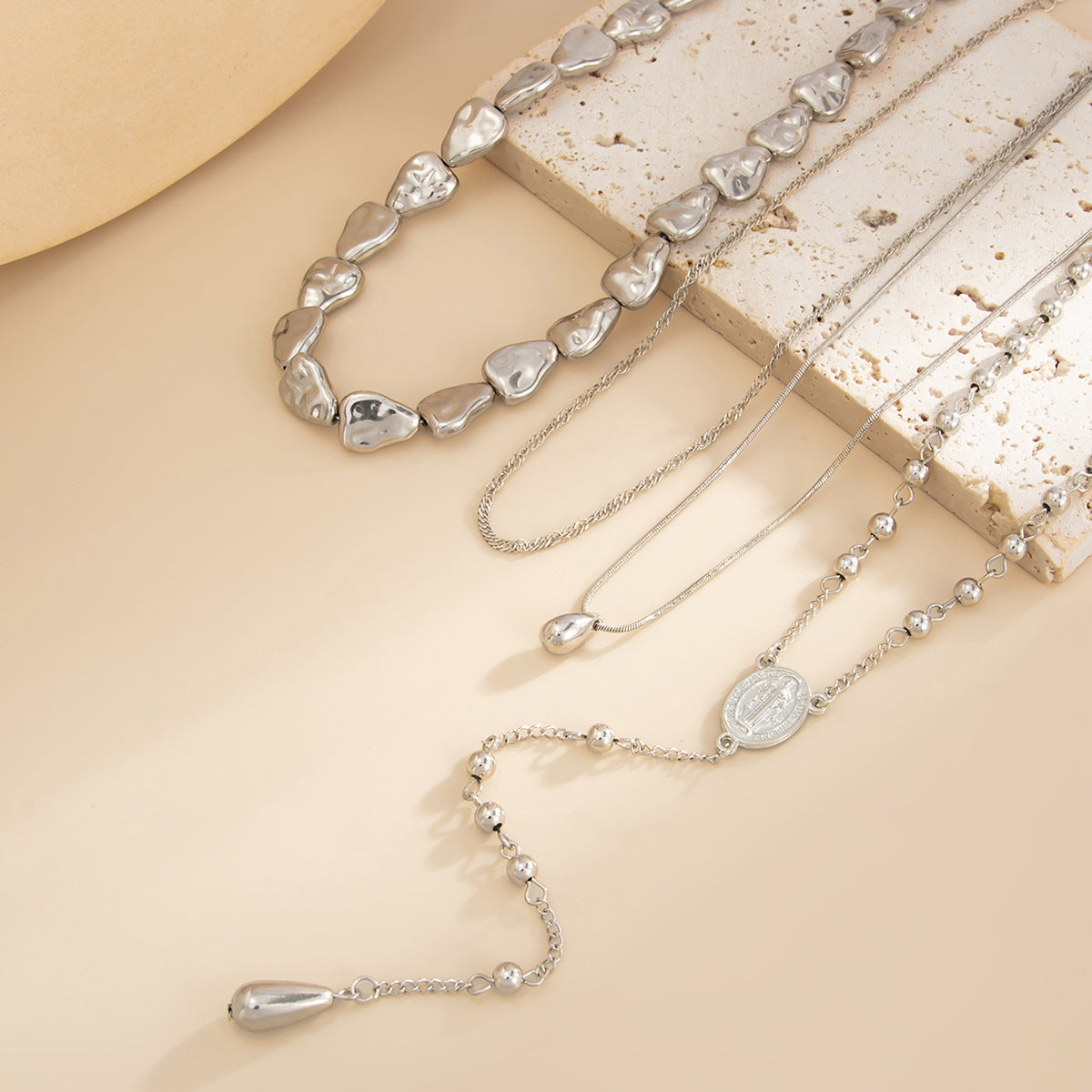 Vintage Inspired Abstract Drop Pendant Necklace