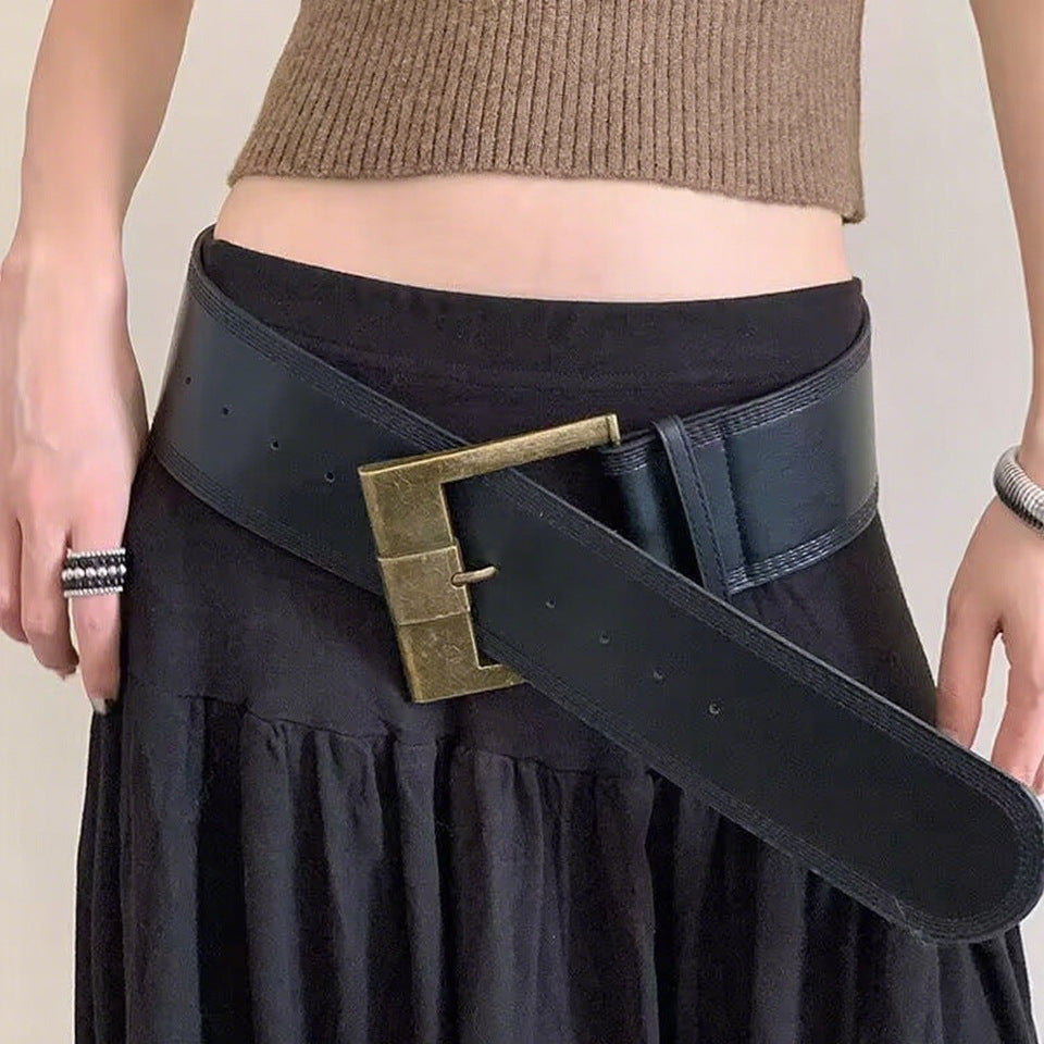 Vintage Wide Brown Waist Belt