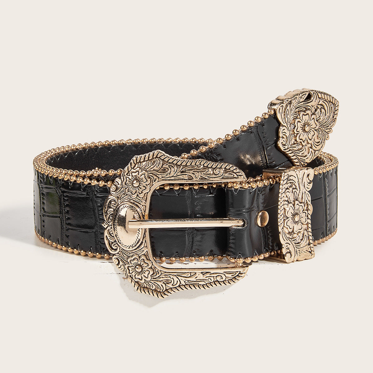 Vintage Animal Print Statement Buckle Belt