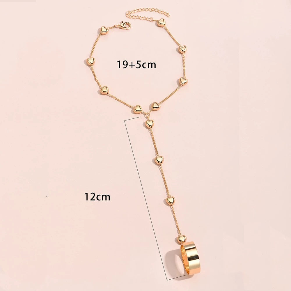 Heart Charm Hand Back Chain Finger Bracelet
