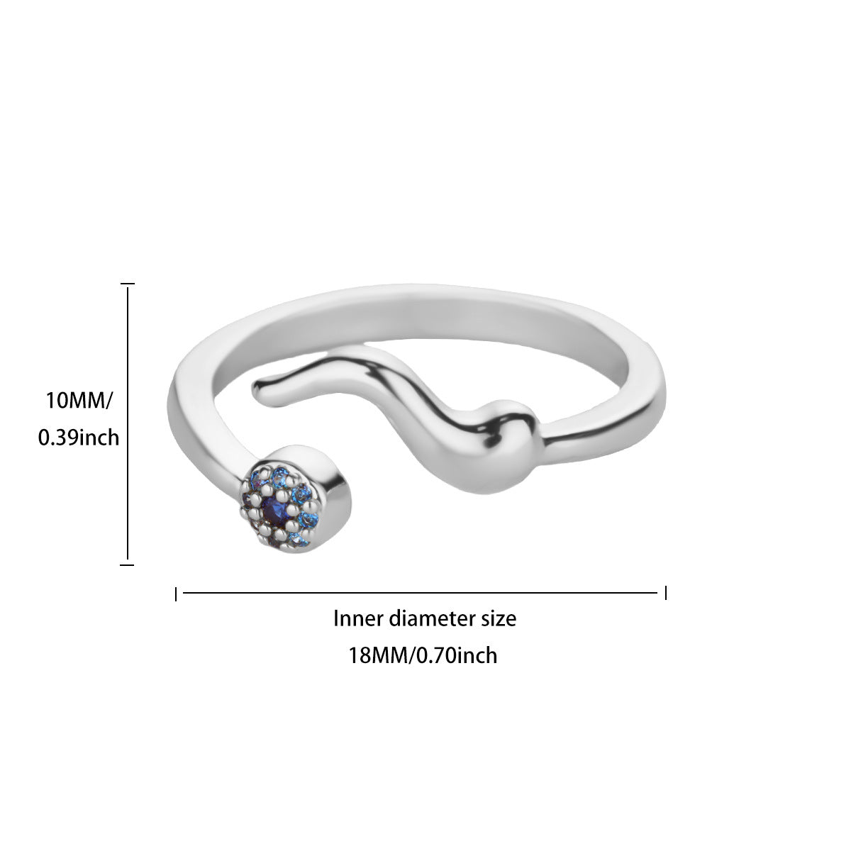 Wavy Evil Eye Open Geometric Zirconia Ring