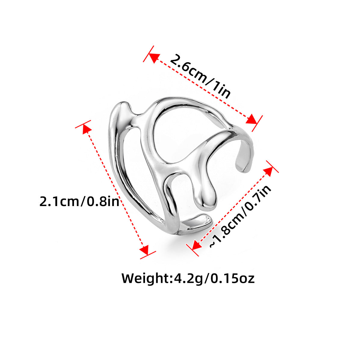 Hollow Geometric Irregular Open Knuckle Ring