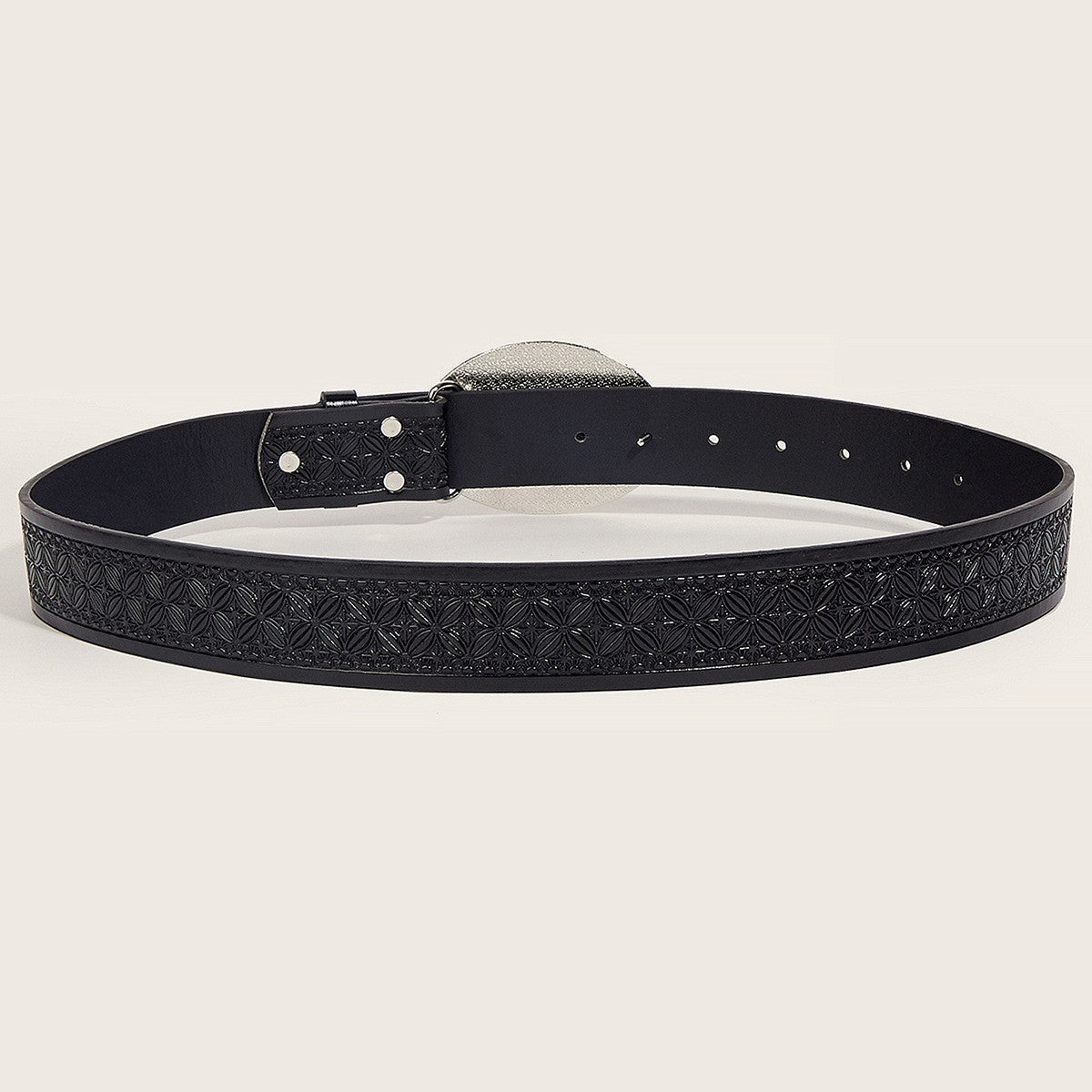 Vintage Horse Buckle Faux Leather Belt