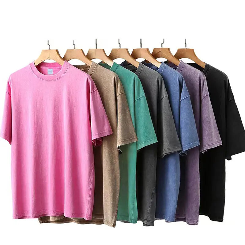 Summer Cotton Washed T Shirts Women Heart Funny Graphic T-Shirt Y2k Loose Casual Retro Short Sleeve Tee Hip Hop Streetwear