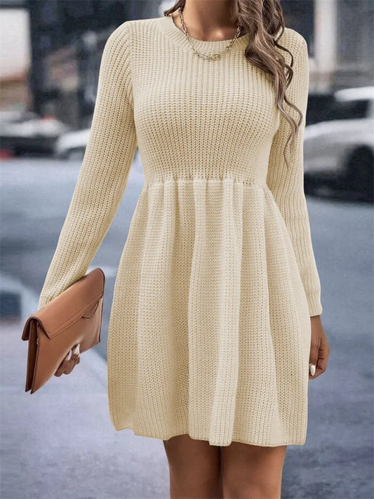 High Waist Hollow Out Fashion Mini Dress Female Elegant Patchwork Solid Pleated Party Dress Slim Long Sleeve Women Dress