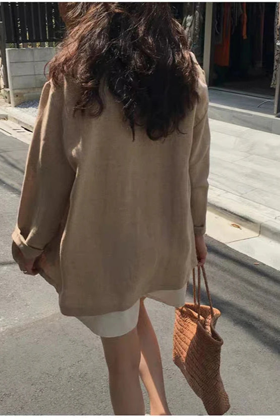 Retro Khaki Linen Blazer