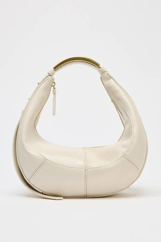 Metal handle crescent bag