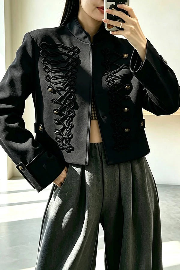 French Romantic Metal Button-down Long Sleeve Napoleon Jacket