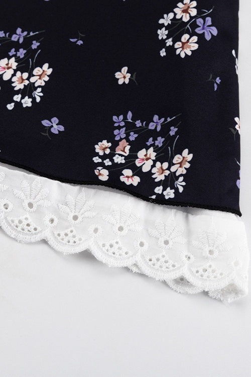 Two Piece Puff Sleeve Strapless Floral Dress