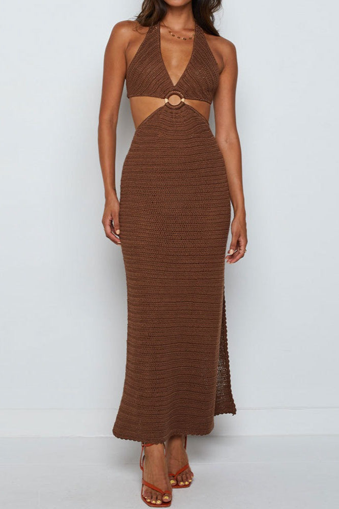 V Neck Cut Out Cover Up Vacation Dress