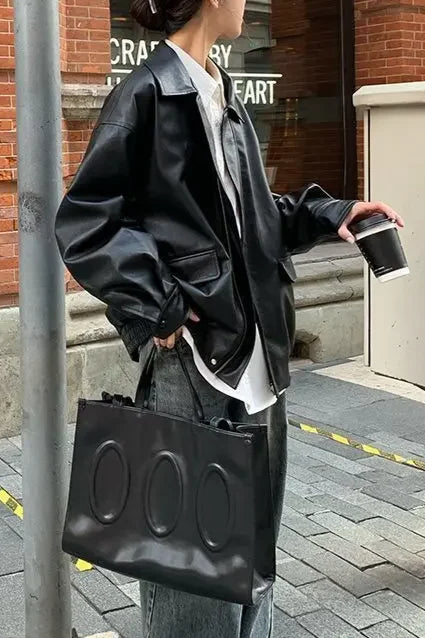 PU Leather Oversized Biker Jacket