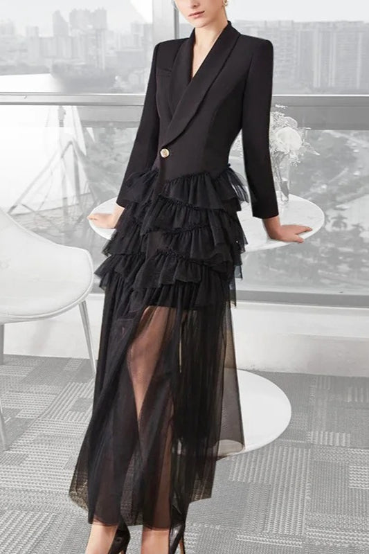 Mesh Ruffled Blazer