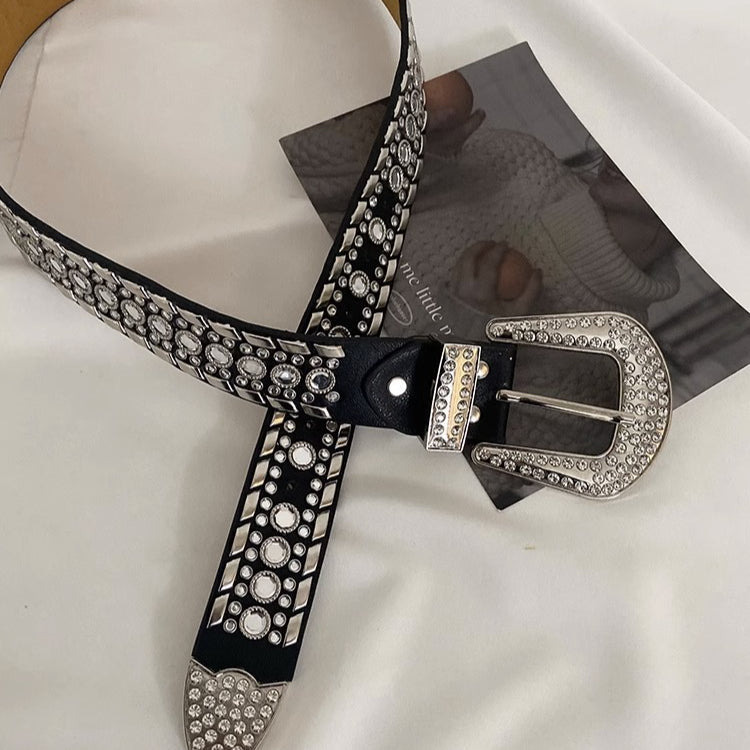 Y2K Chic Rhinestone Wide Waist Belt