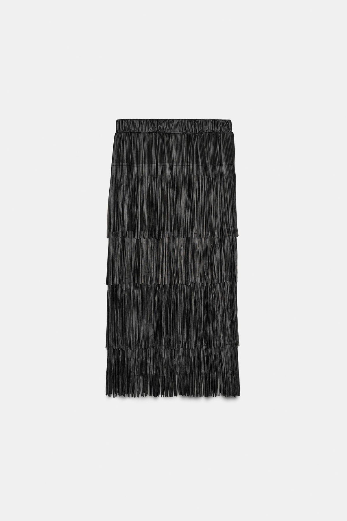 FRINGED MIDI SKIRT
