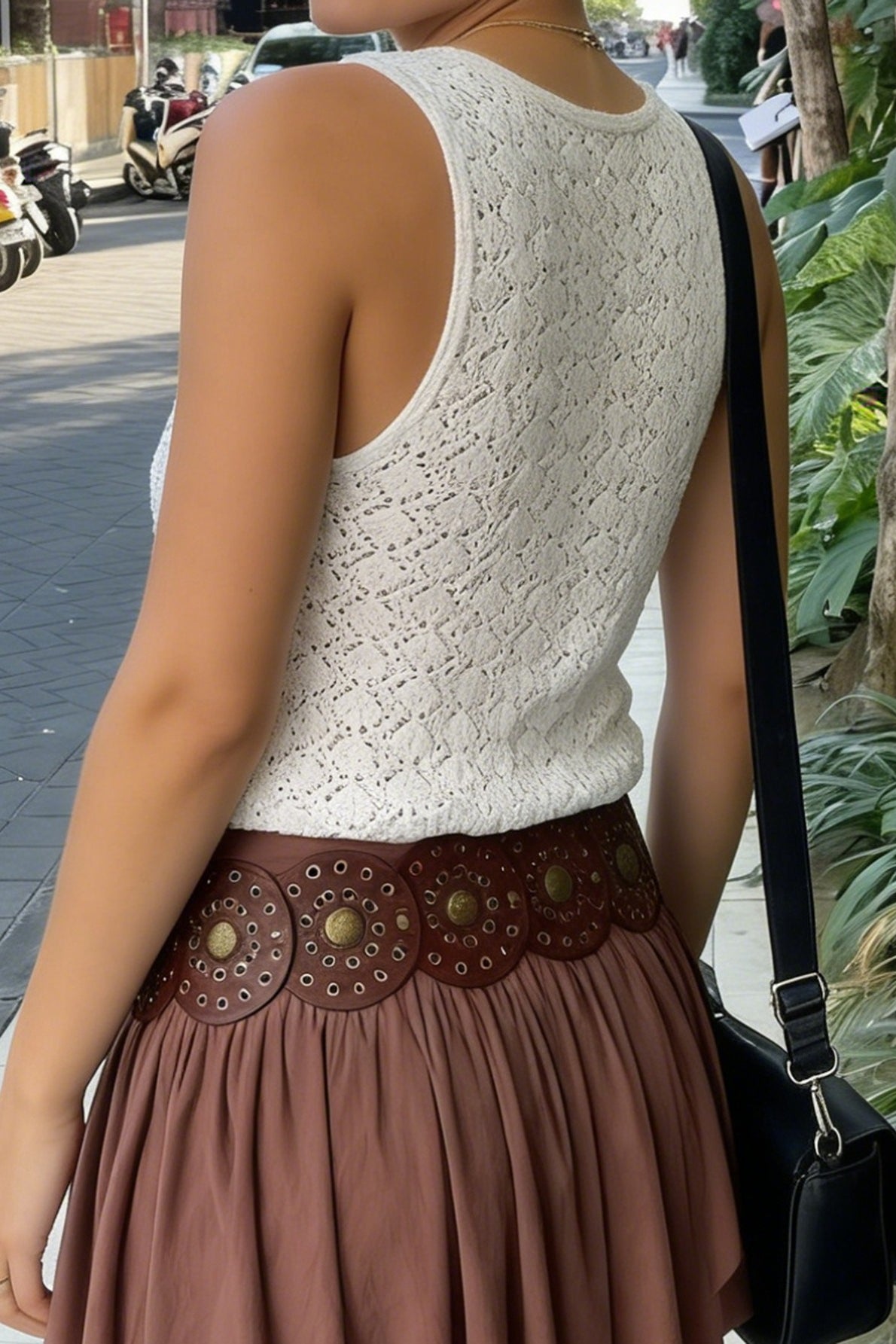 Cutout Knit V Neck Tie Front Casual Tank Top