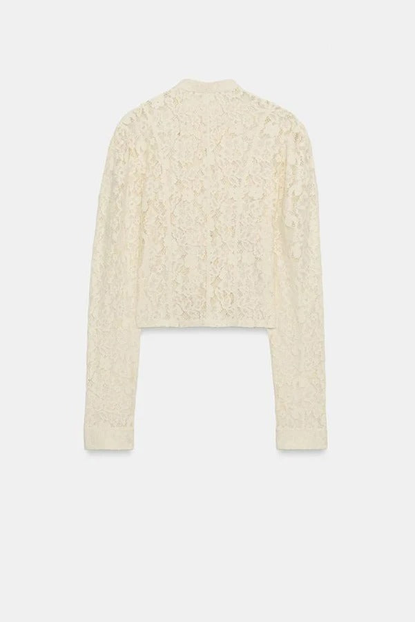 Romantic Retro Napoleon Style Lace Stand Collar Button Up Long Sleeve Jacket