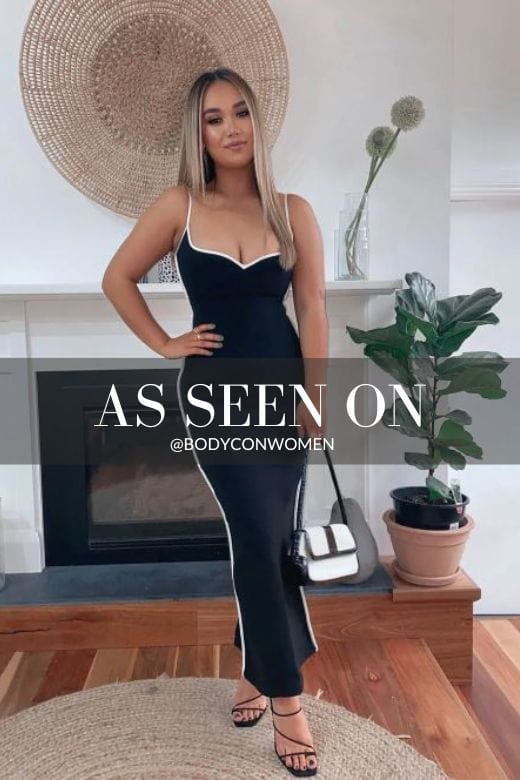 Classic Black Sweetheart Spaghetti Strap Side Stripe Bandage Bodycon Maxi Dress