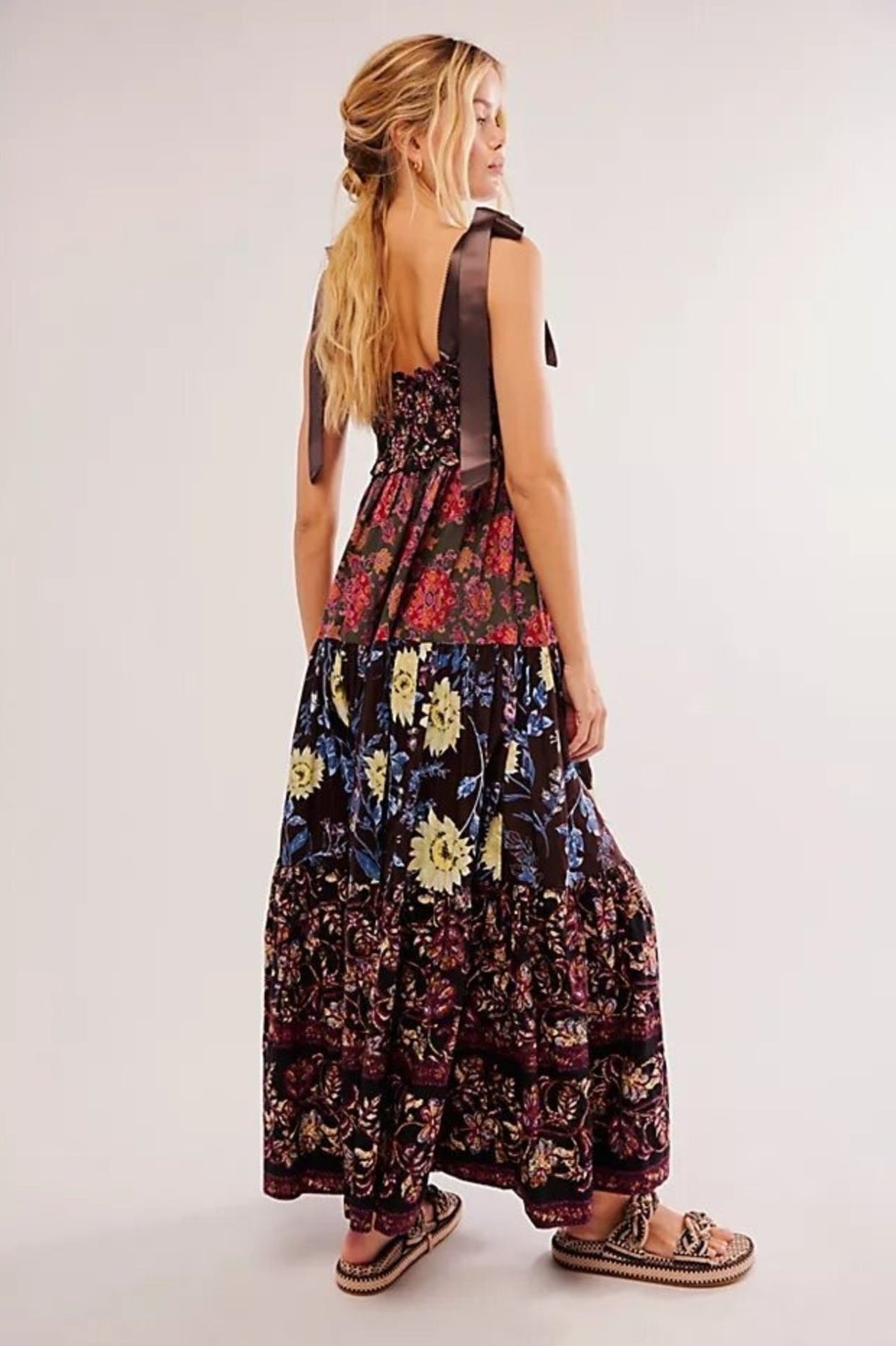 Vintage Print Cami Maxi Boho Dress