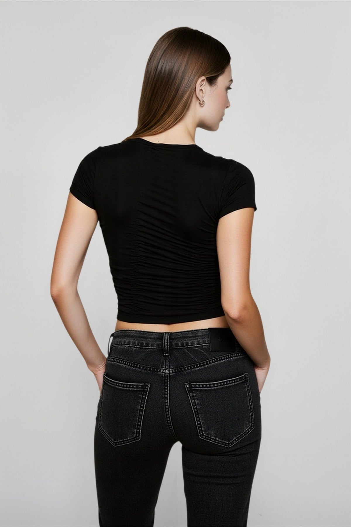 Shirred Crop Fitted T-shirts