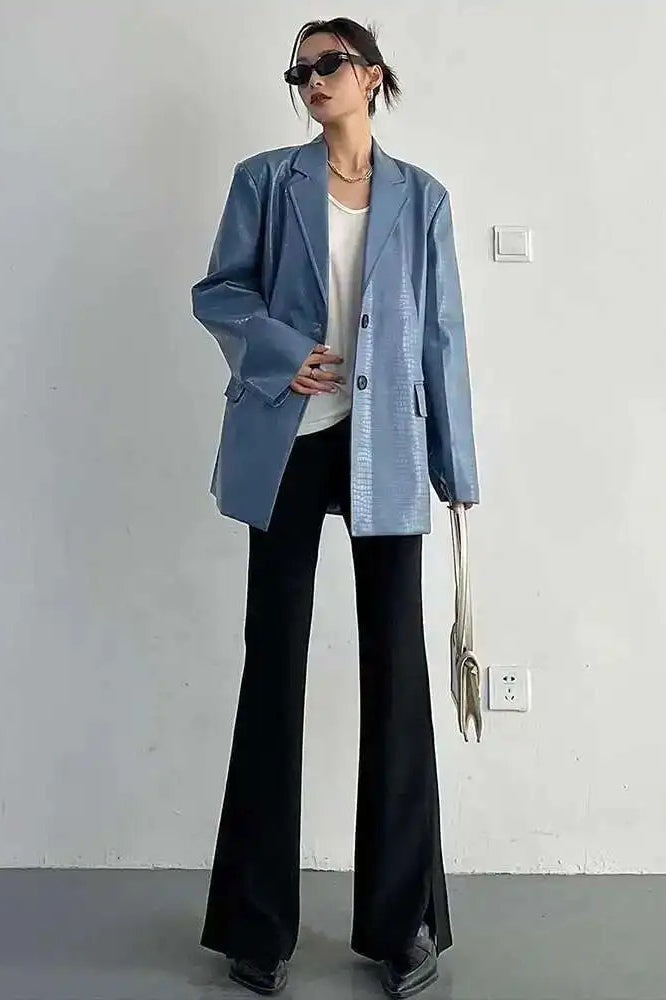 PU Leather Oversized Casual Blazer