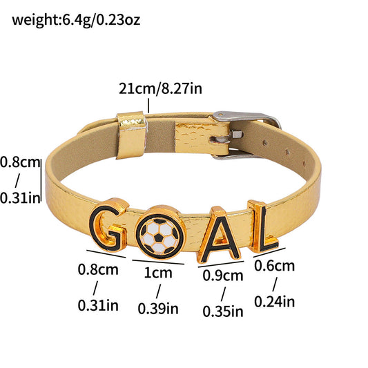 2026 USA-Canada-Mexico World Cup Gold Faux Leather Adjustable Bracelet