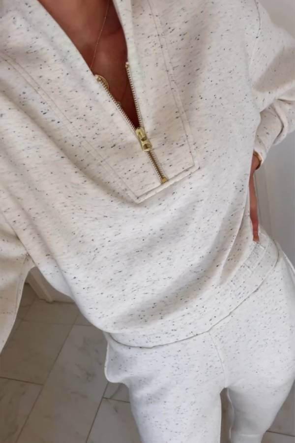 Half-zip sweatshirt and cropped pants set