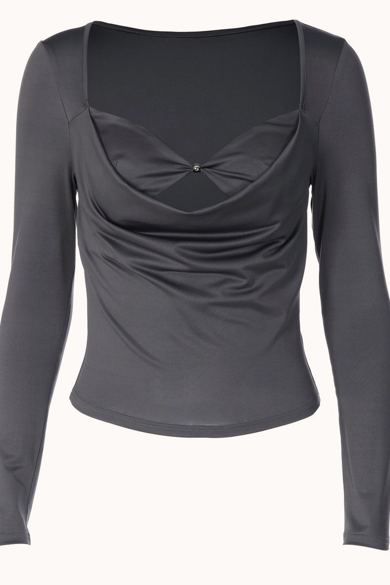 Twist Front Keyhole Long Sleeve Tee