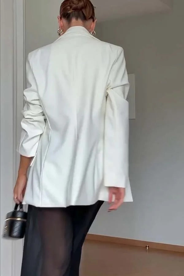 Autumn Avenue Double-breasted Long Sleeve Lapel Loose Blazer