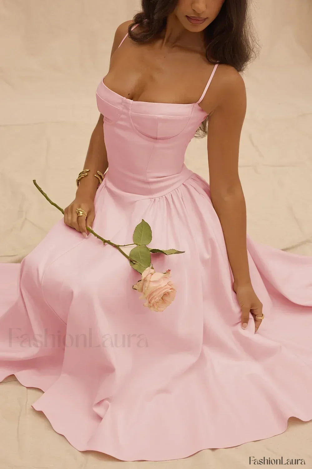 French Vintage Strap Midi Dress