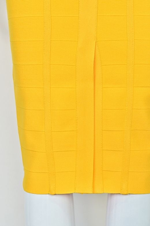 Mustard Yellow Halter Neck Corset Bustier Bandage Midi Dress