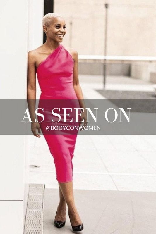 Hot Pink One Shoulder Sleeveless Bodycon Midi Dress