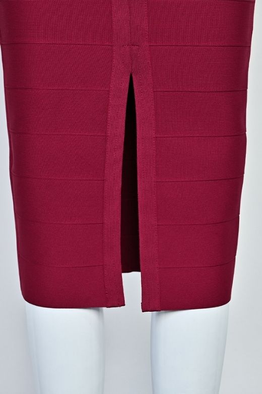 Red Wine Halter Neck Sweetheart Bandage Bodycon Midi Dress
