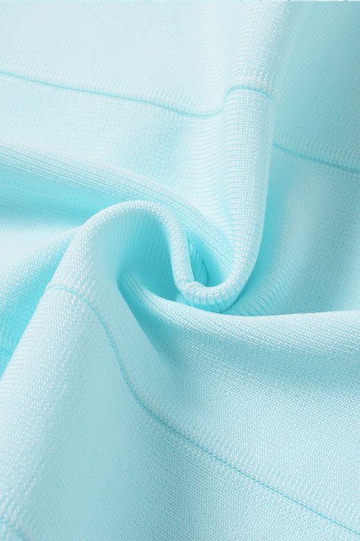 Baby Blue Scoop Neck Wide Strap Panel Bandage Bodycon Mini Dress