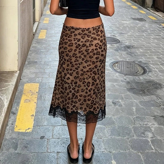 Vera Leopard Lace Midi Skirt