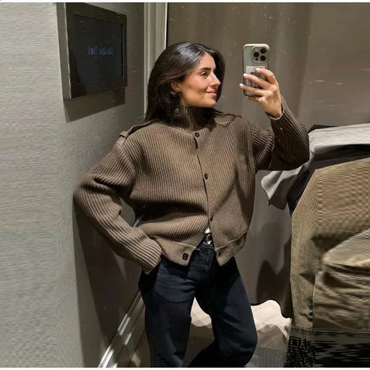 Kylie Knitted High Neck Cardigan