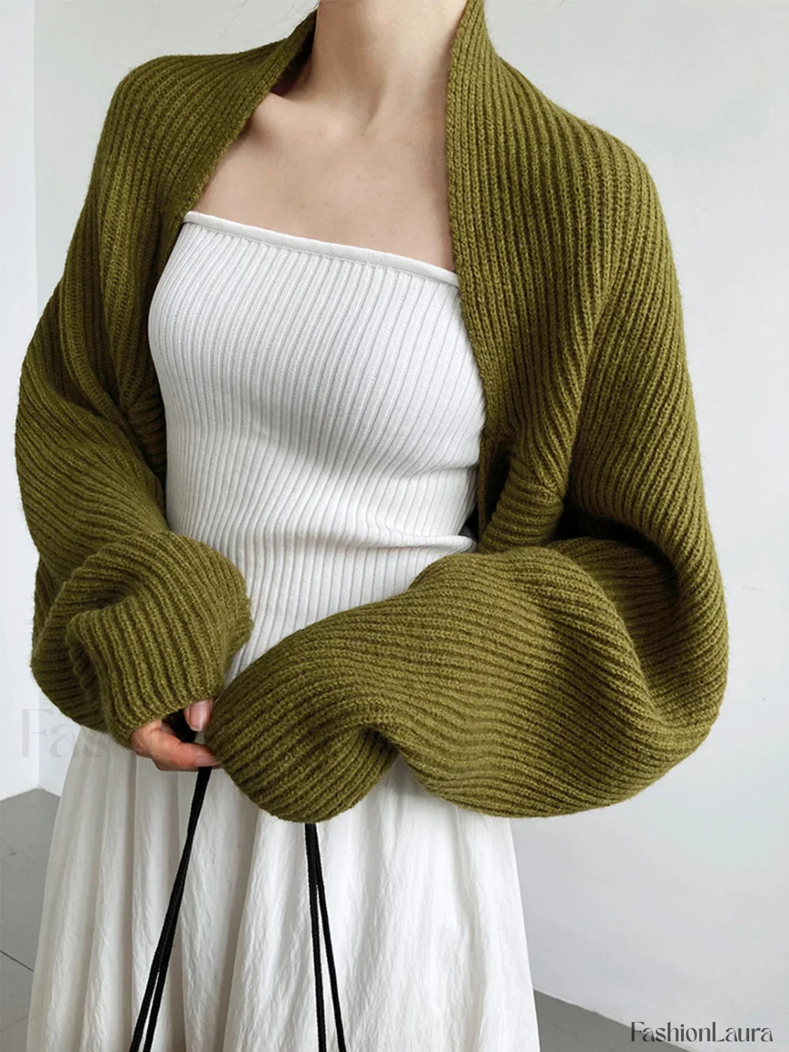 Solid Open-Front Shrug Sweater