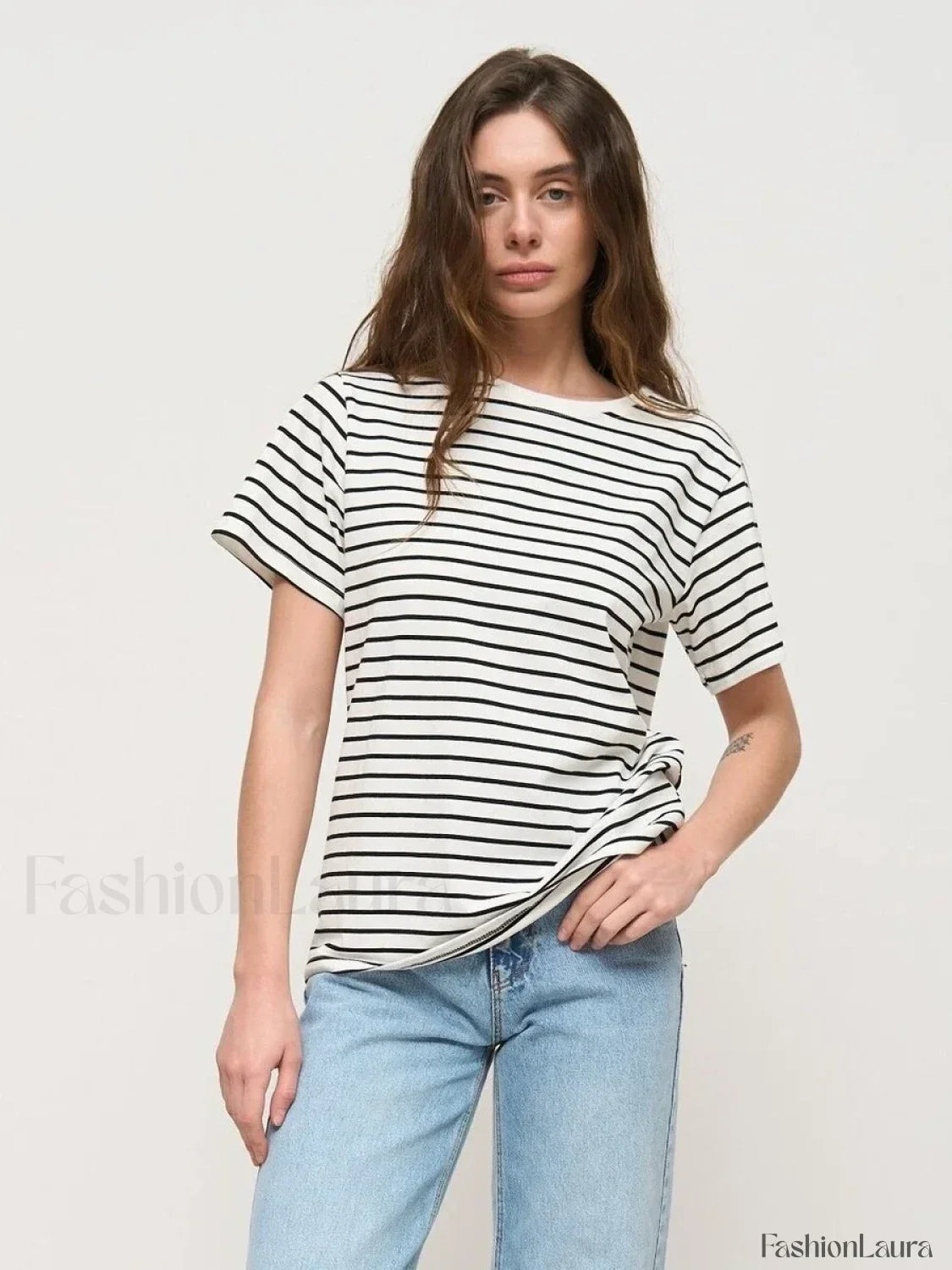 Striped Cotton Knitted Casual T-Shirt