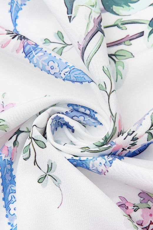 White Floral Spaghetti Strap Corset Bustier Floral Ribbon Print Gathered Maxi Dress
