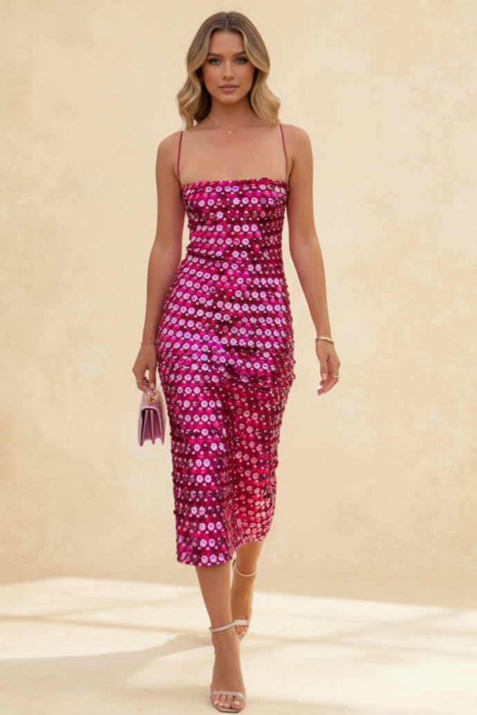 Sequin Versatile Stylish Irregular Midi Dress