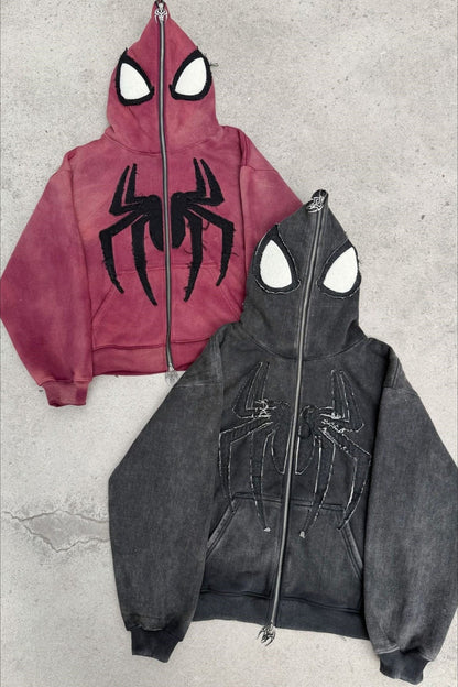 Spider Graphic Full Face Zip Hoodie