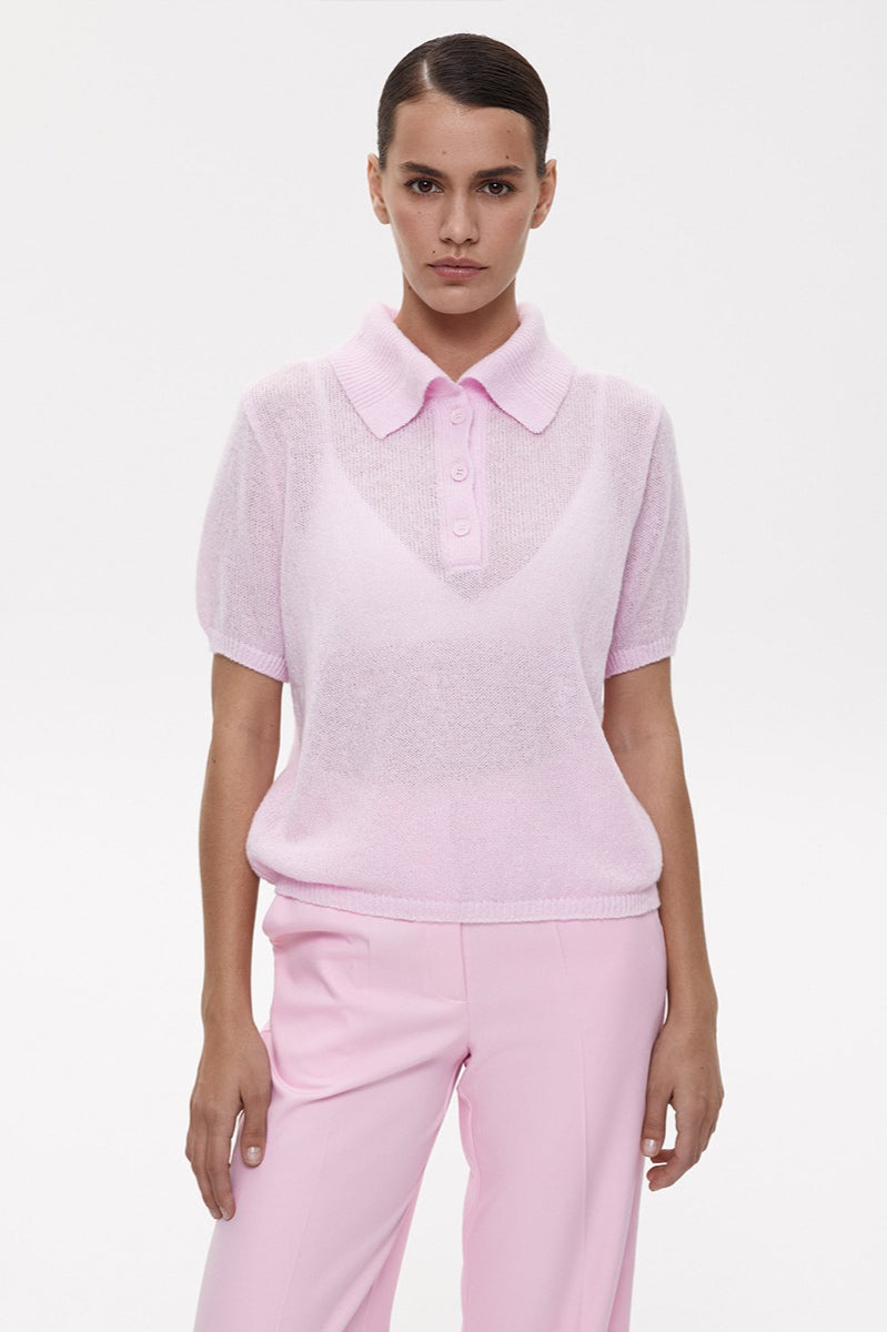 Hollow Out Polo Knit Sweater
